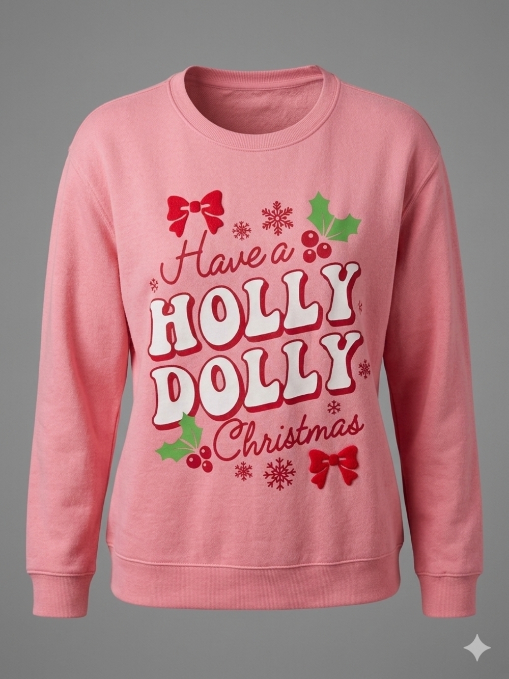 Dollcake Pink 'Holly Dolly' Holiday Crewneck Sweatshirt
